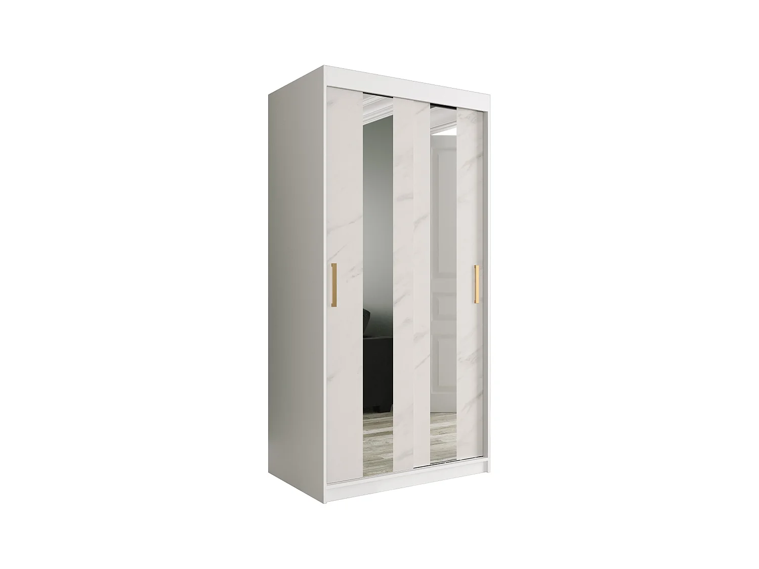 Armoire à portes coulissantes Marmur Pole 200/100/62 (Blanc)