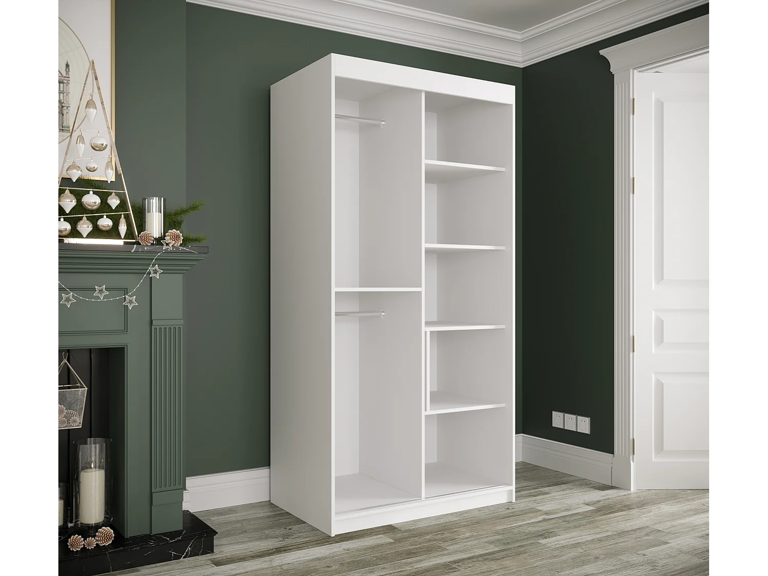 Armoire à portes coulissantes Marmur Pole 200/100/62 (Blanc)