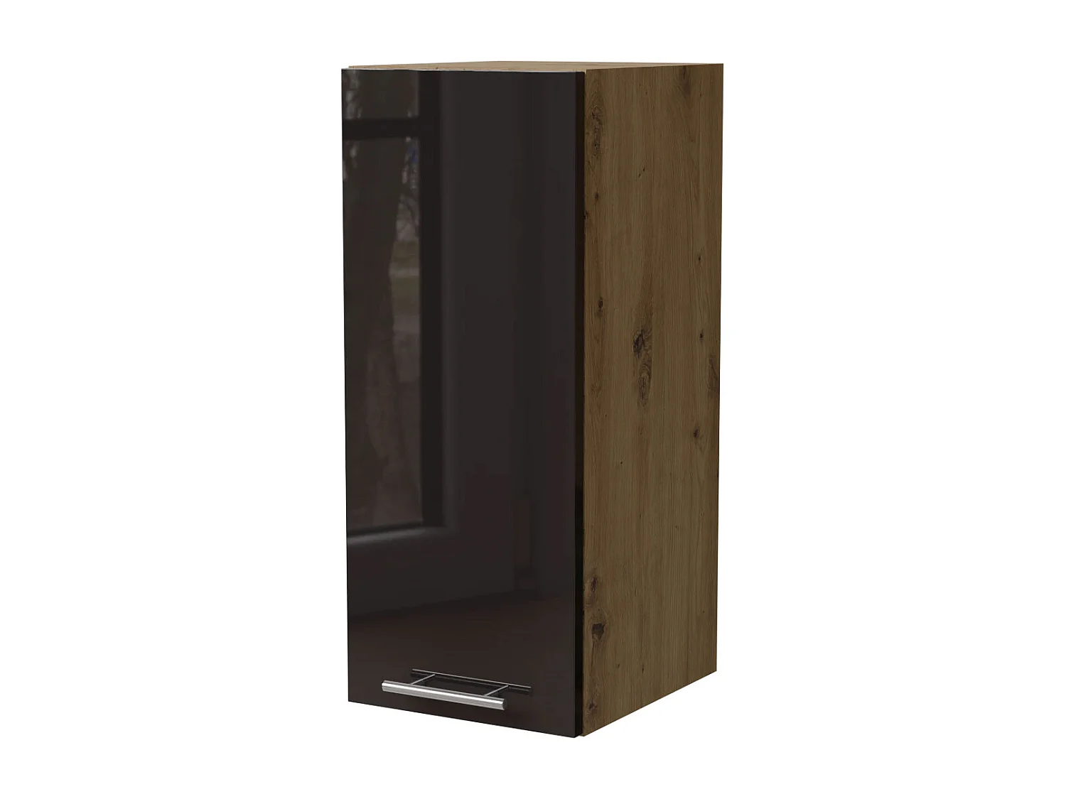 KÜCHENHÄNGESCHRANK Essen W2/20 Schwarz Hochglanz / Eiche Artisan Matt 20 / 32,5 / 72cm