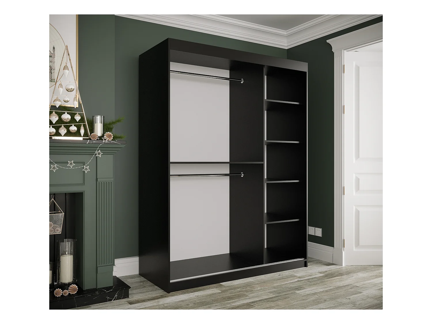 Armoire à portes coulissantes Marmur T2 200/150/62 (Noir)