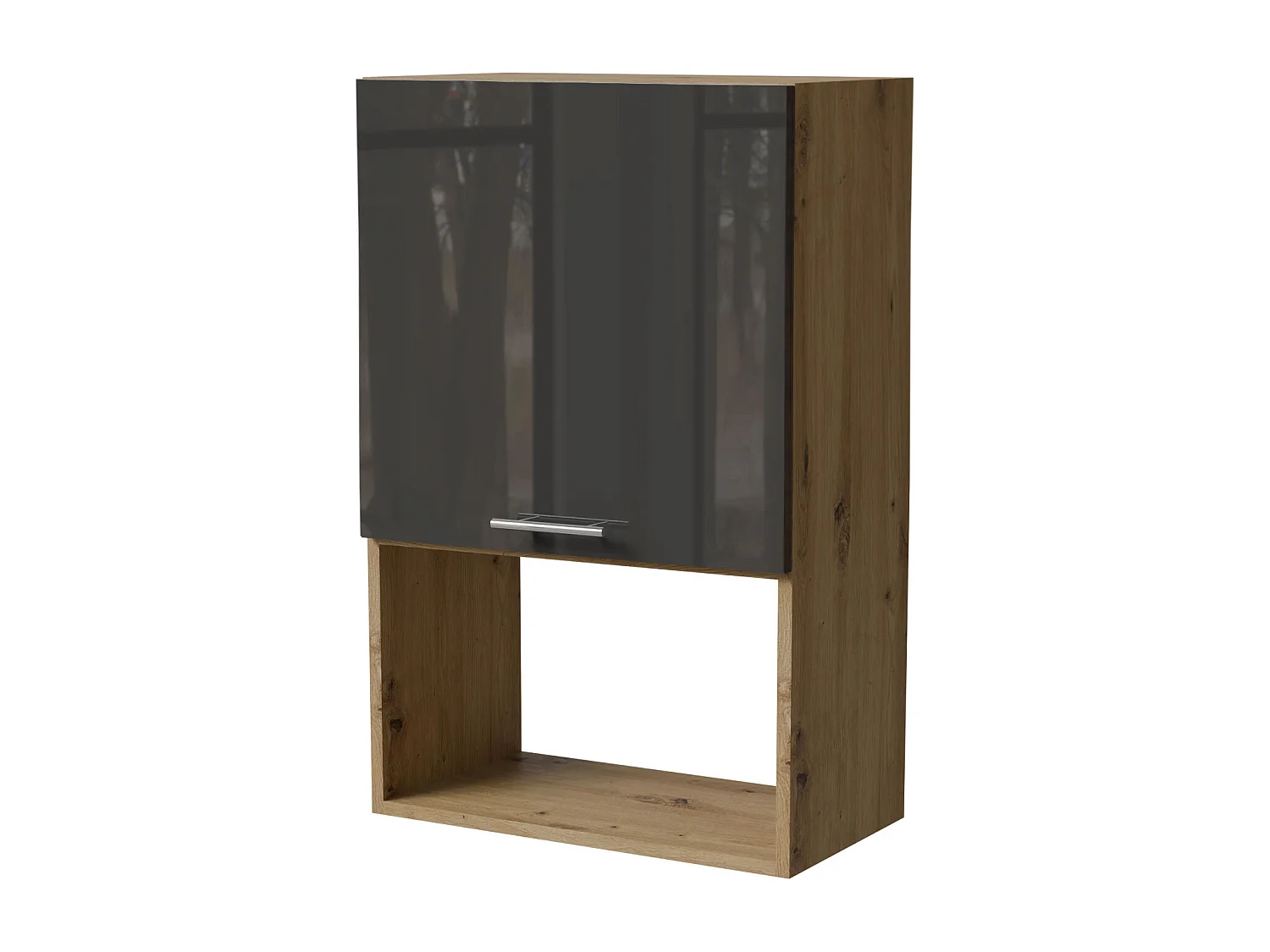 MIKROWELLENUMBAUSCHRANK Essen W4MK/60 Graphit Hochglanz / Eiche Artisan Matt 60 / 32,5 / 96cm