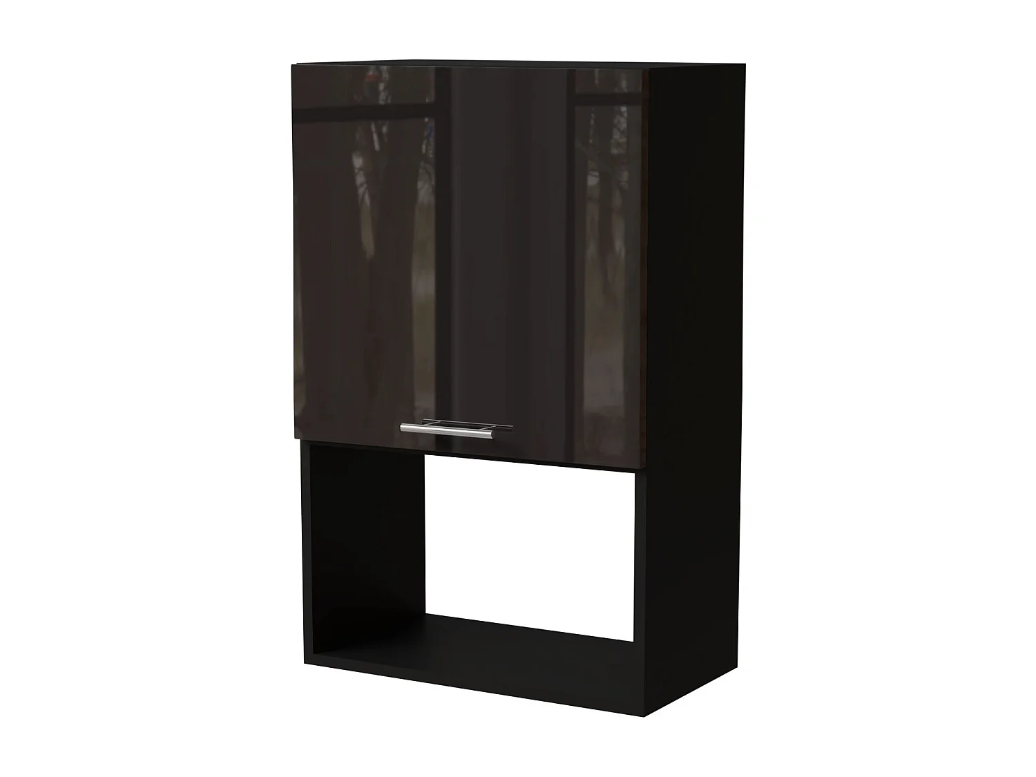 MIKROWELLENUMBAUSCHRANK Essen W4MK/60 Schwarz Hochglanz / Schwarz Matt 60 / 32,5 / 96cm