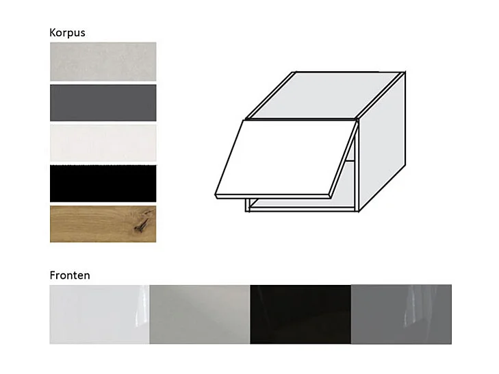KLAPPHÄNGESCHRANK Essen W4B/45 Schwarz Hochglanz / Weiß Matt 45 / 32,5 / 36cm