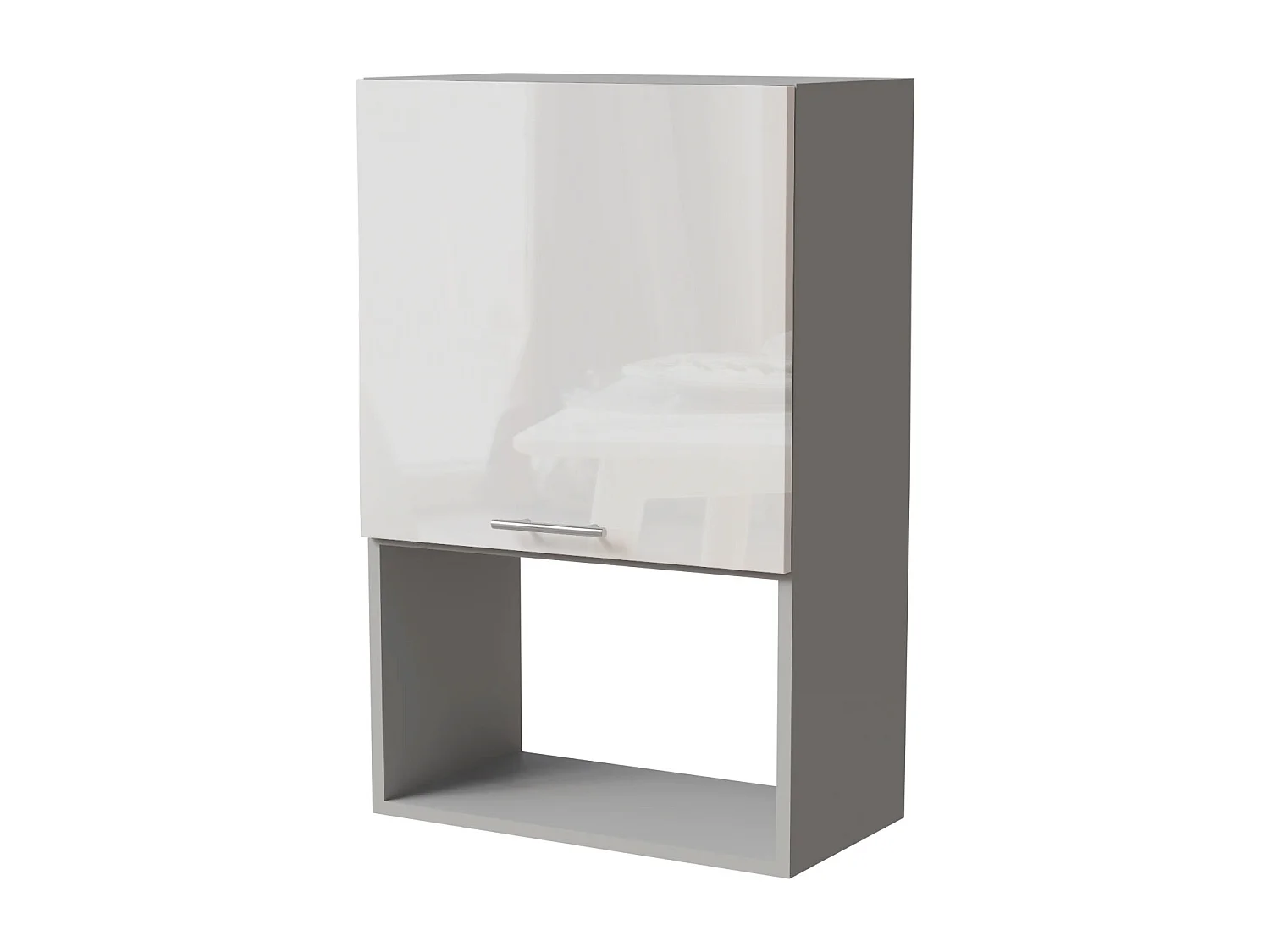 MIKROWELLENUMBAUSCHRANK Essen W4MK/60 Weiß Hochglanz / Grau Matt 60 / 32,5 / 96cm