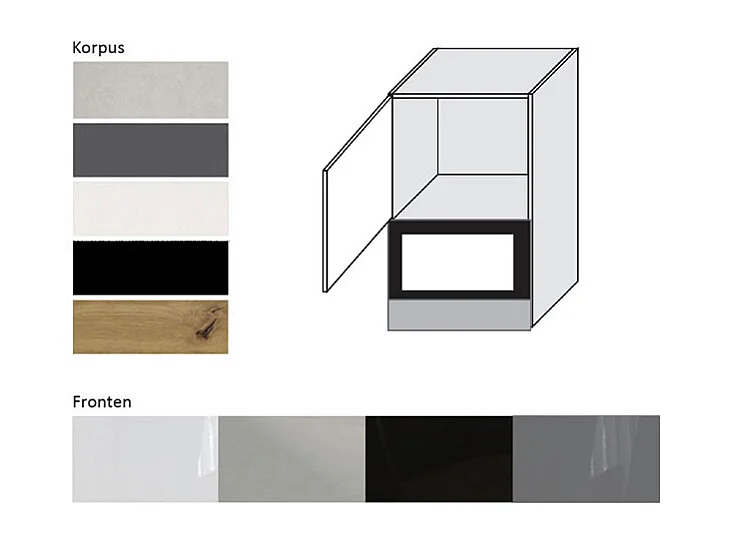 MIKROWELLENUMBAUSCHRANK Essen W4MK/60 Weiß Hochglanz / Grau Matt 60 / 32,5 / 96cm
