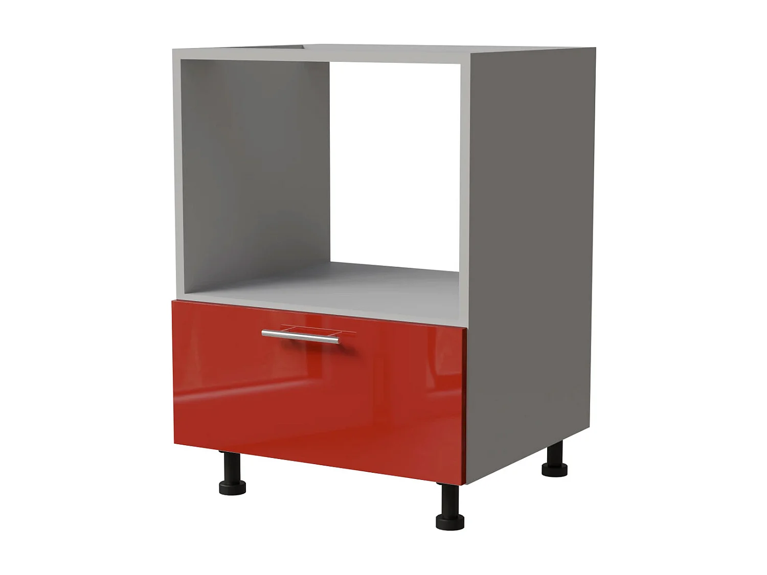 HERDUMBAUSCHRANK Brerra D11K/60 Kompakt RAL 3002 karminrot Hochglanz / Grau Matt 60 / 50 / 82cm