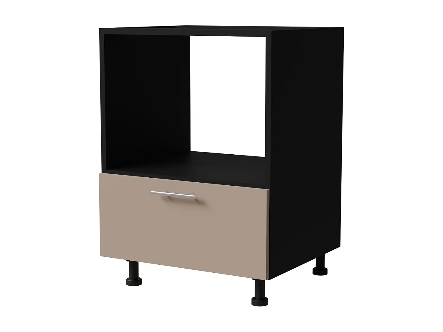 HERDUMBAUSCHRANK Brerra D11K/60 Kompakt RAL 1019 graubeige Matt / Schwarz Matt 60 / 50 / 82cm