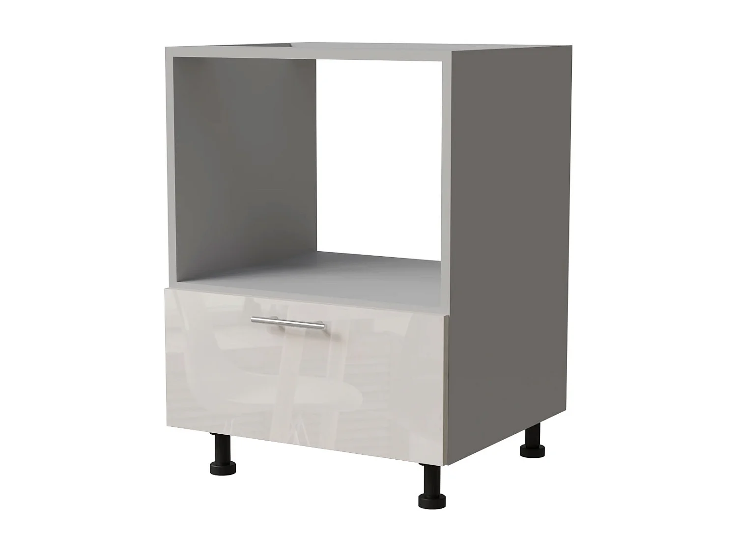 HERDUMBAUSCHRANK Brerra D11K/60 Kompakt RAL 9001 creme Hochglanz / Grau Matt 60 / 50 / 82cm