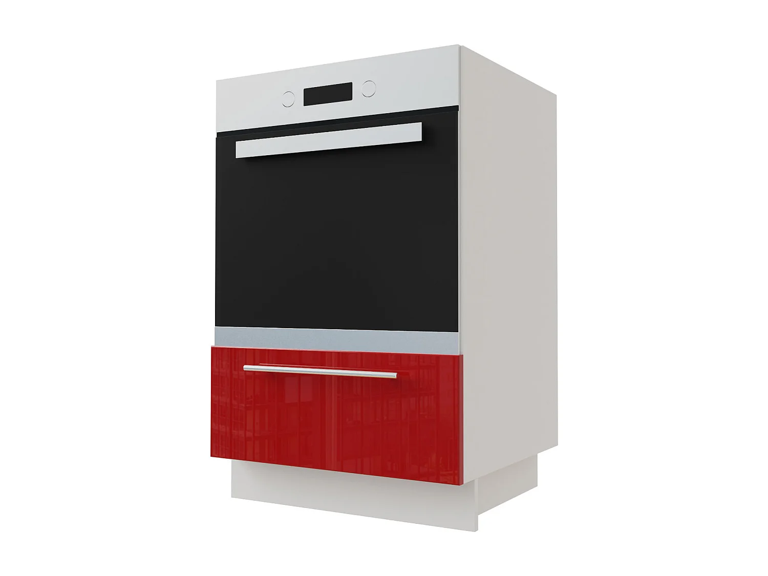 HERDUMBAUSCHRANK Brerra D11K/60 Kompakt RAL 3002 karminrot Hochglanz / Weiß Matt 60 / 50 / 82cm