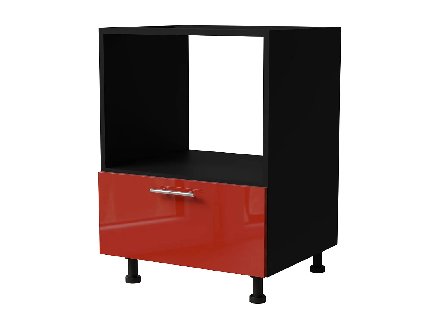 HERDUMBAUSCHRANK Brerra D11K/60 Kompakt RAL 3002 karminrot Hochglanz / Schwarz Matt 60 / 50 / 82cm