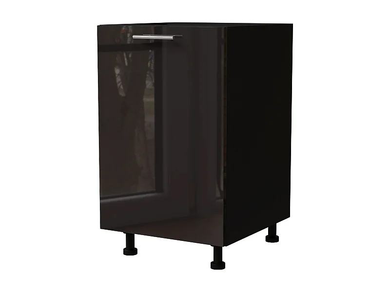 KÜCHENUNTERSCHRANK Essen D1D/50 Schwarz Hochglanz / Schwarz Matt 50 / 50 / 82cm