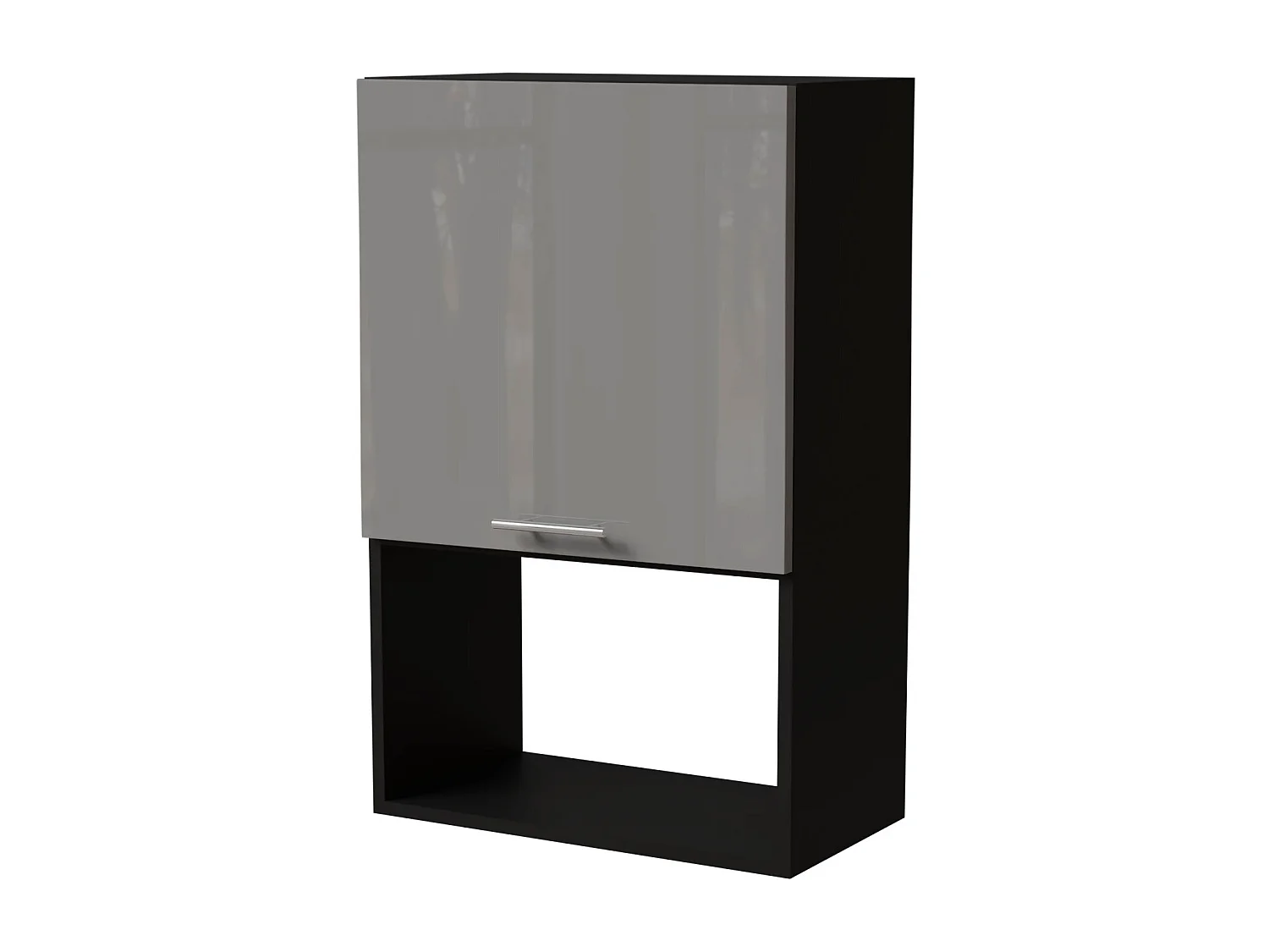 MIKROWELLENUMBAUSCHRANK Essen W4MK/60 Grau Hochglanz / Schwarz Matt 60 / 32,5 / 96cm