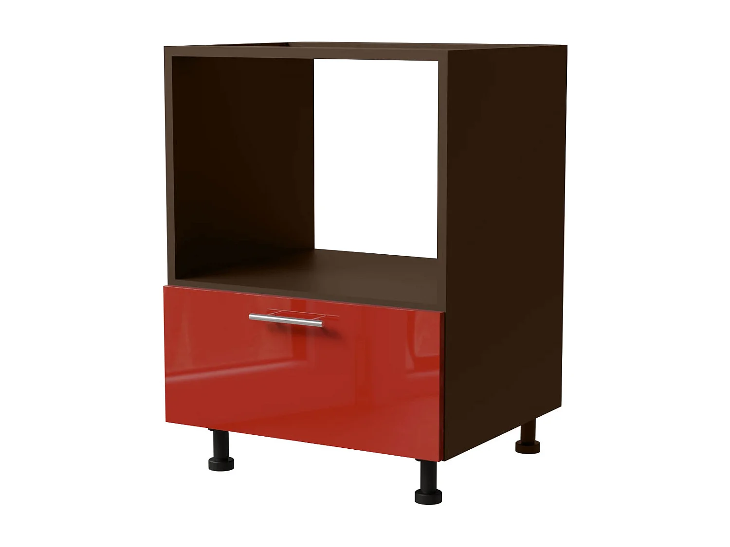 HERDUMBAUSCHRANK Brerra D11K/60 Kompakt RAL 3002 karminrot Hochglanz / Lava Matt 60 / 50 / 82cm