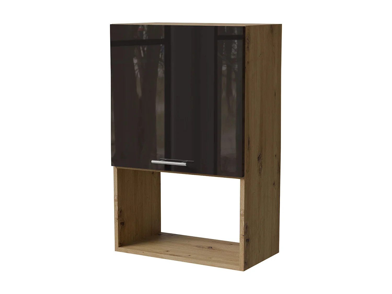 MIKROWELLENUMBAUSCHRANK Essen W4MK/60 Schwarz Hochglanz / Eiche Artisan Matt 60 / 32,5 / 96cm