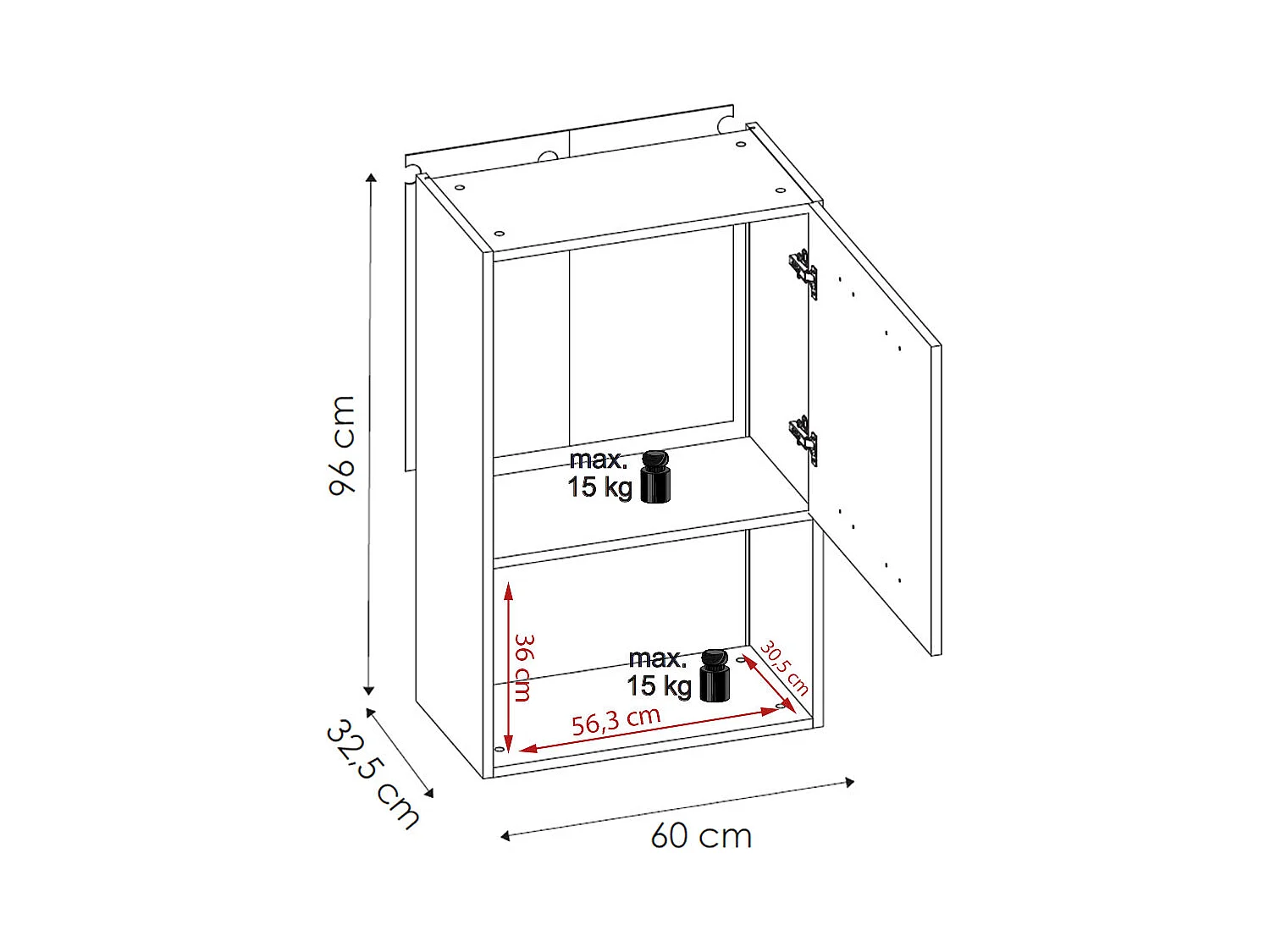 MIKROWELLENUMBAUSCHRANK Essen W4MK/60 Schwarz Hochglanz / Eiche Artisan Matt 60 / 32,5 / 96cm