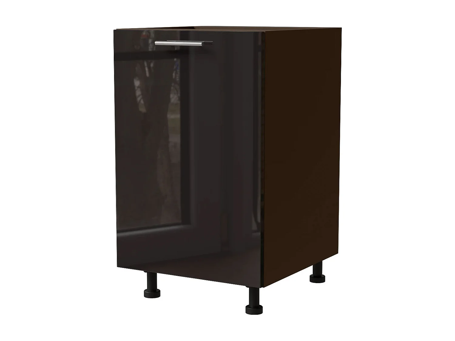 KÜCHENUNTERSCHRANK Essen D1D/50 Schwarz Hochglanz / Lava Matt 50 / 50 / 82cm