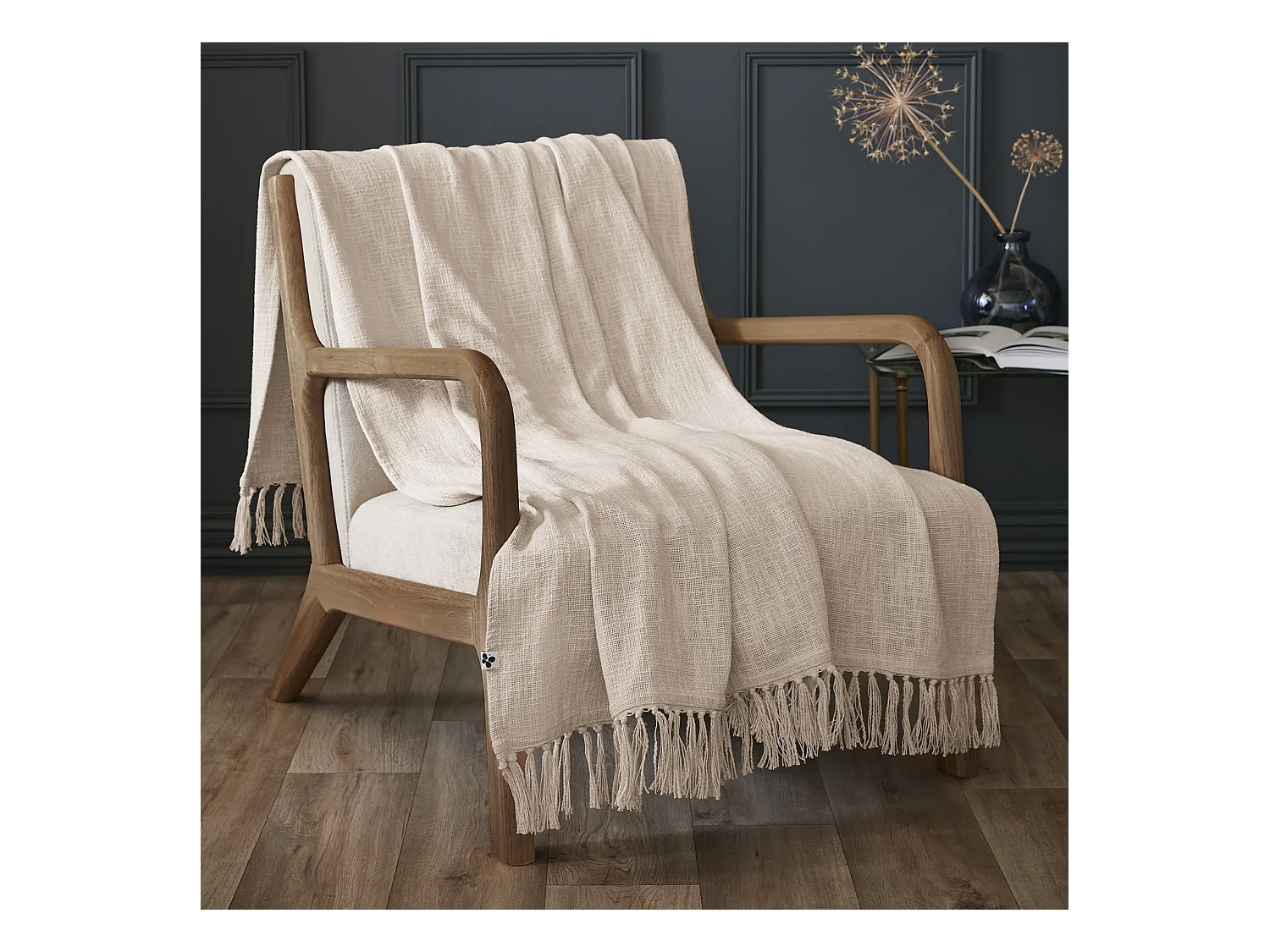 Plaid à franges chaud pampa 130x160 Lina