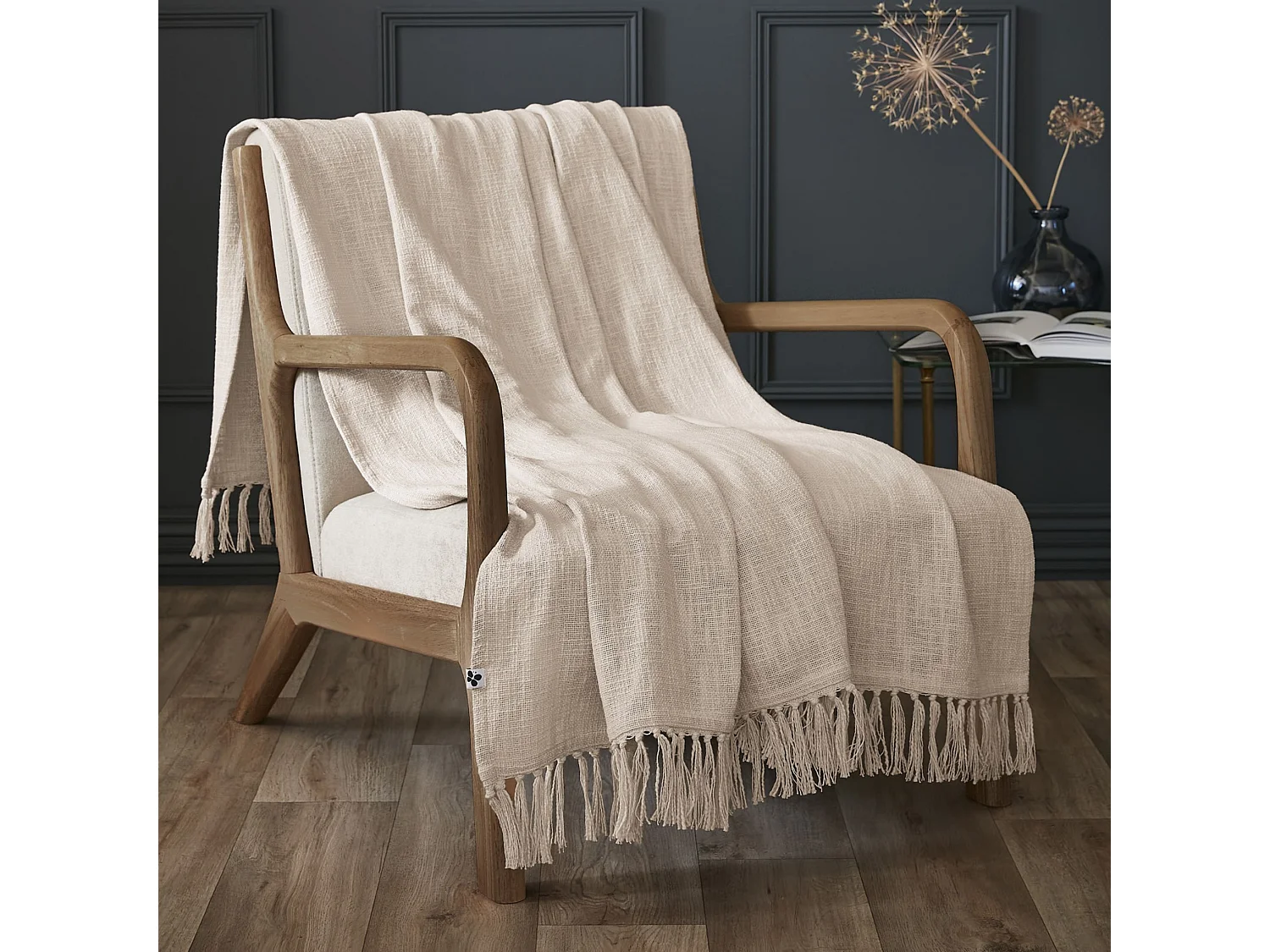 Plaid à franges chaud pampa 130x160 Lina