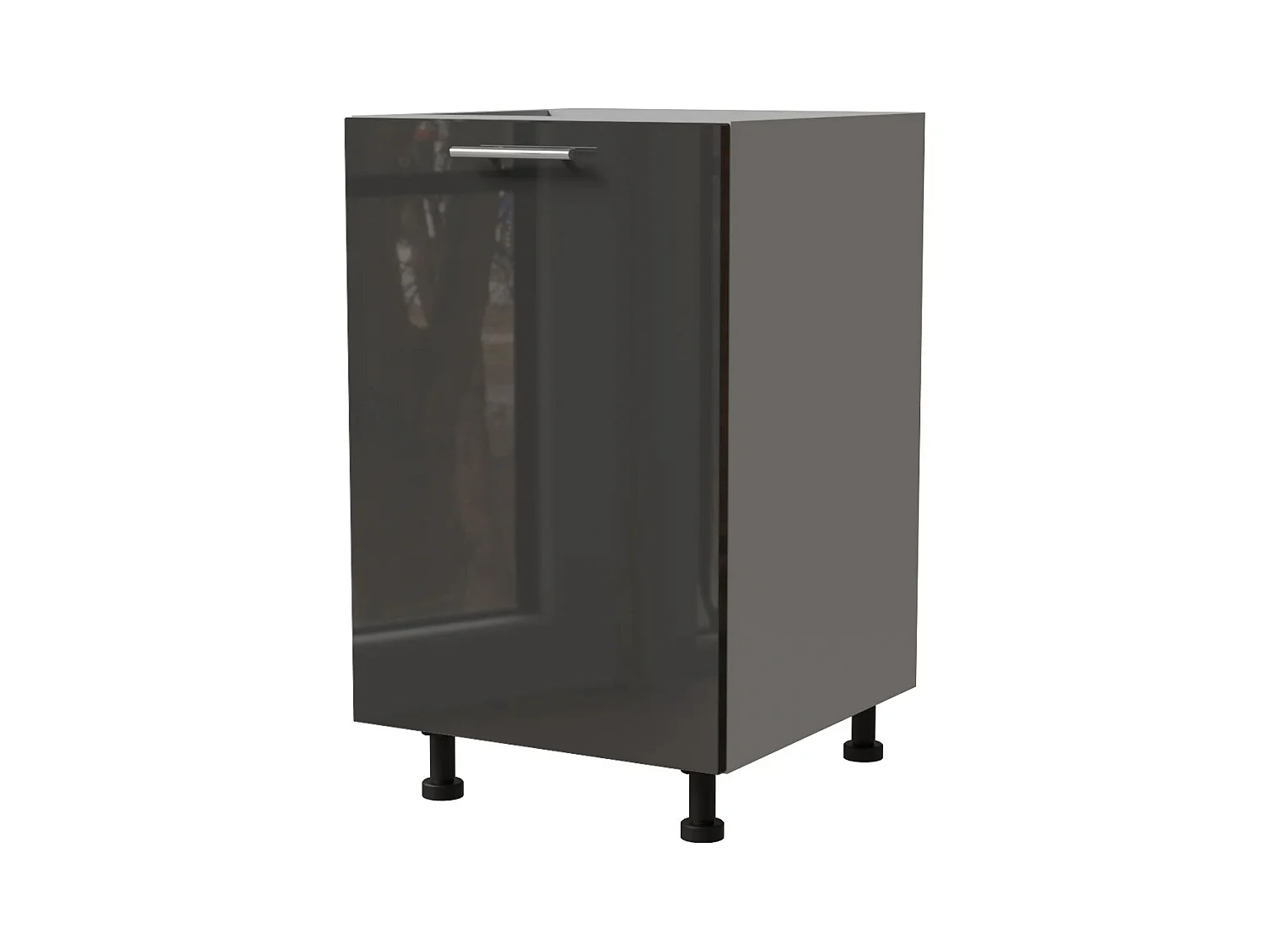 KÜCHENUNTERSCHRANK Essen D1D/50 Graphit Hochglanz / Grau Matt 50 / 50 / 82cm