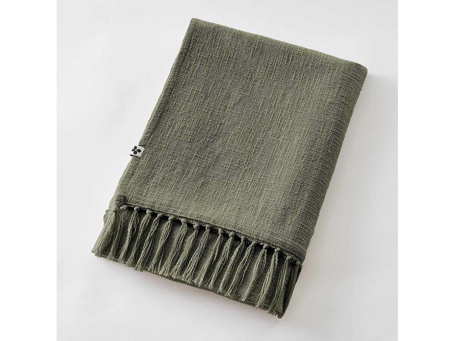 Plaid à franges chaud thym 130x160 Lina