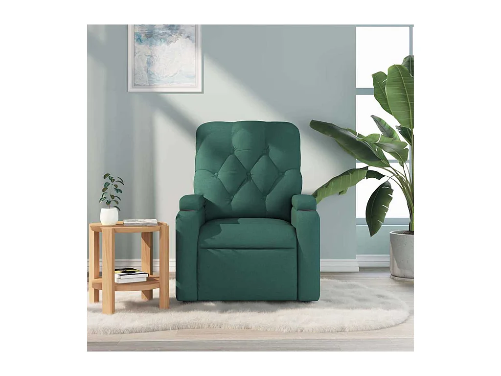 Sillón de salón | Silla | Sillón de masaje reclinable de tela verde oscuro SHL4675