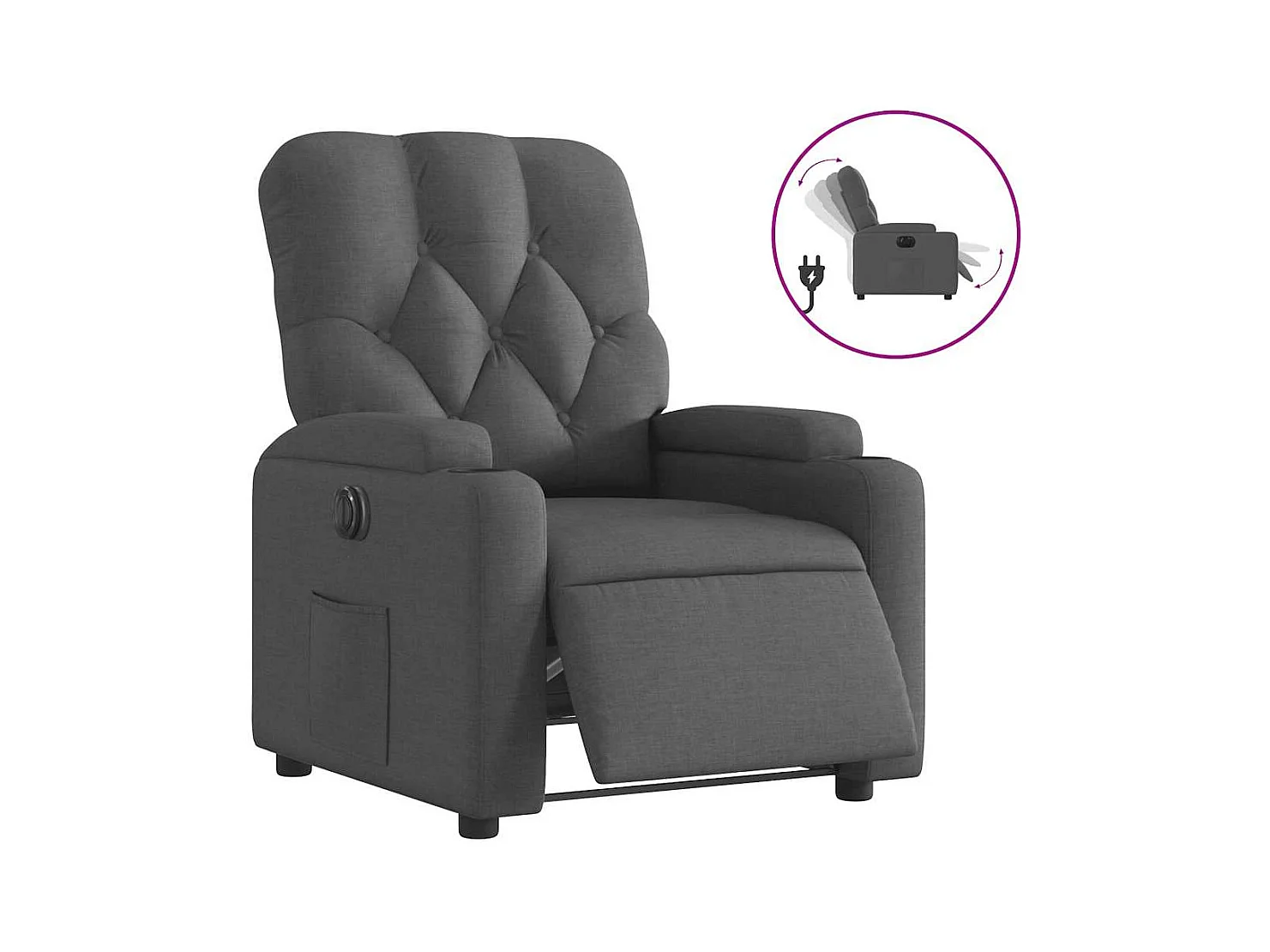 Fauteuil inclinable électrique-Chaise de relax-Fauteuil salon Gris foncé Tissu SHL1255