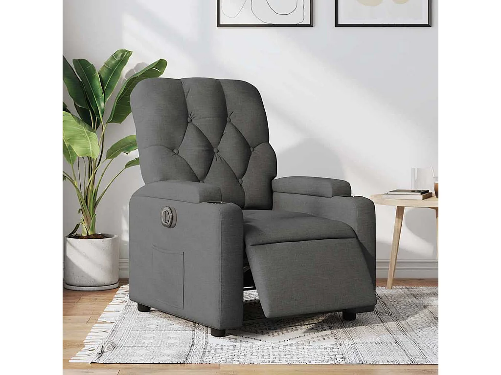 Relaxsessel Elektrisch | Lounge Sessel indoor Dunkelgrau Stoff SHL84891