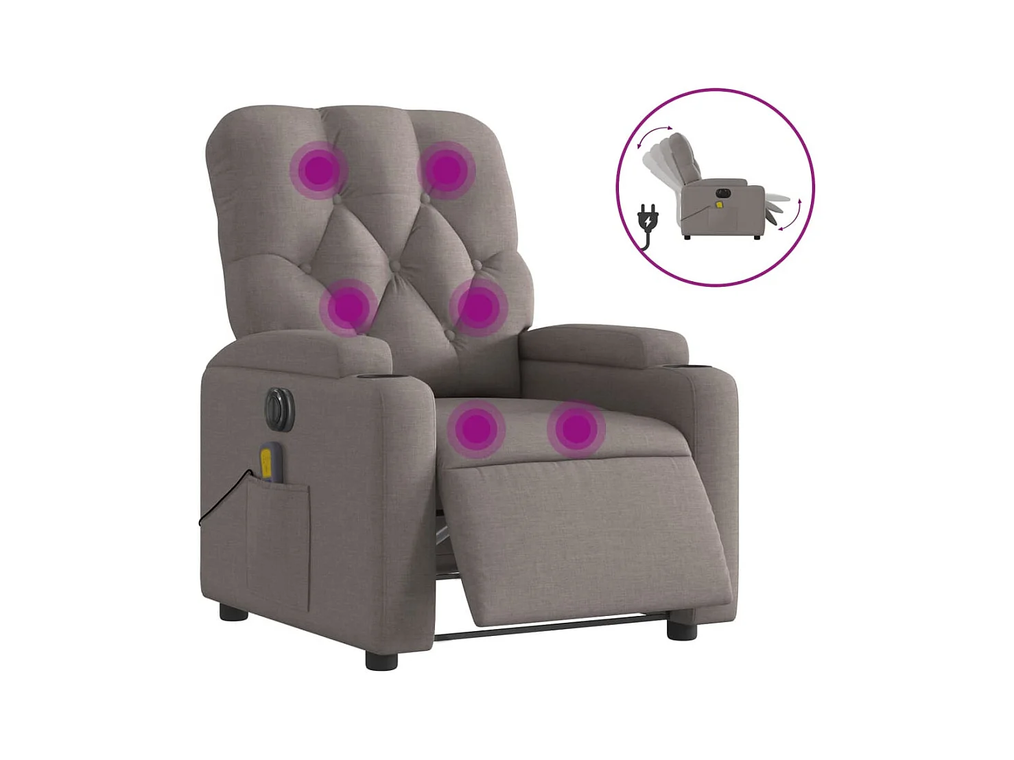 Fauteuil inclinable électrique-Fauteuil de massage pour Salon Taupe Tissu SHL4998