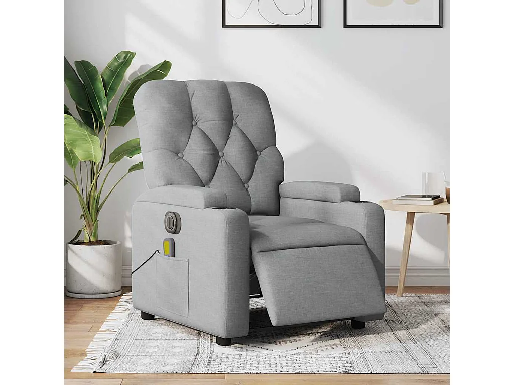 Fauteuil inclinable électrique-Fauteuil de massage pour Salon gris clair tissu SHL3408