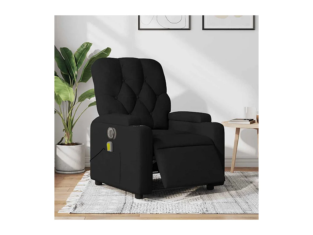 Poltrona reclinável de massagens elétrica tecido preto SHL814957