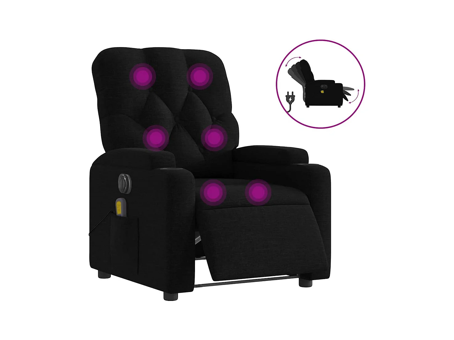 Fauteuil inclinable électrique-Fauteuil de massage pour Salon Noir Tissu SHL4814