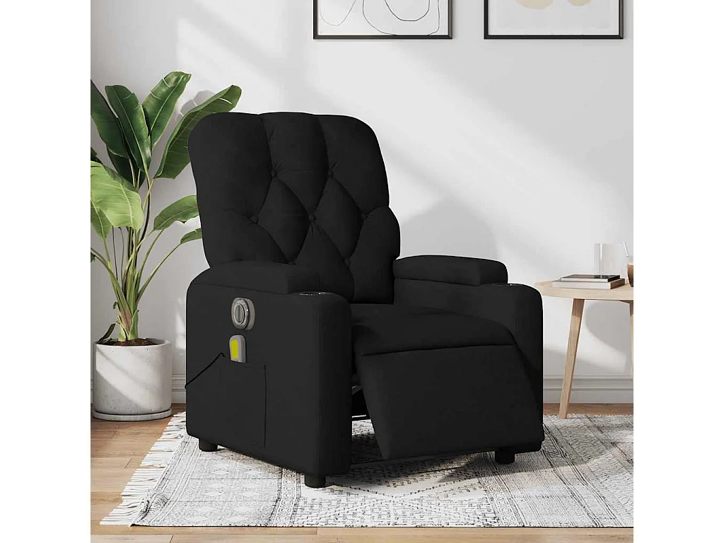 Fauteuil inclinable électrique-Fauteuil de massage pour Salon Noir Tissu SHL4814