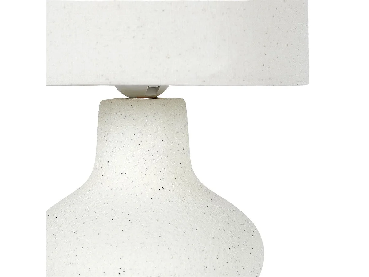 Lampe à poser en terre cuite crème et abat-jour lin (H50cm)