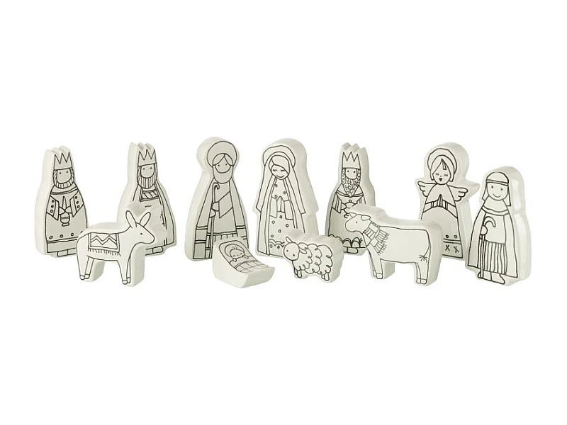 Escena de la natividad en cerámica blanca 7.5*3*14 cm