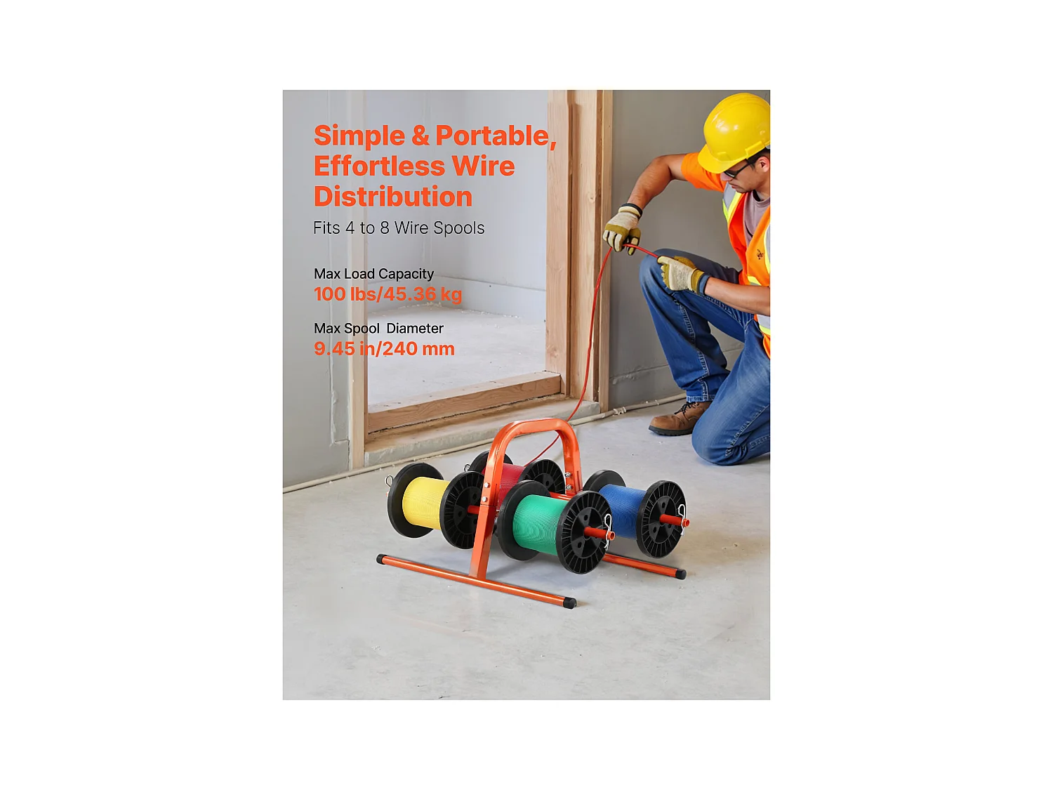 Support de Bobines de Fil SucceBuy, Support en Tube d'Acier Robuste, pour Rangement Jusqu'à 8 Bobines de Diamètre Maximal de 24 cm dans Diverses Conditions