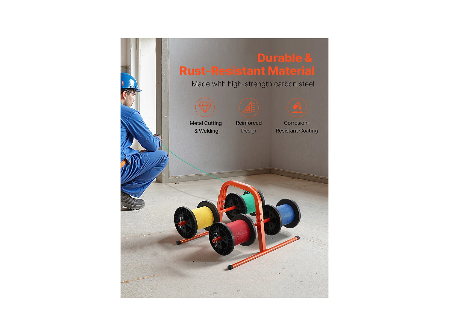 Support de Bobines de Fil SucceBuy, Support en Tube d'Acier Robuste, pour Rangement Jusqu'à 8 Bobines de Diamètre Maximal de 24 cm dans Diverses Conditions