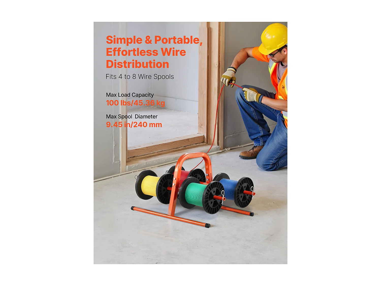 Support de Bobines de Fil SucceBuy, Support en Tube d'Acier Robuste, pour Rangement Jusqu'à 8 Bobines de Diamètre Maximal de 24 cm dans Diverses Conditions