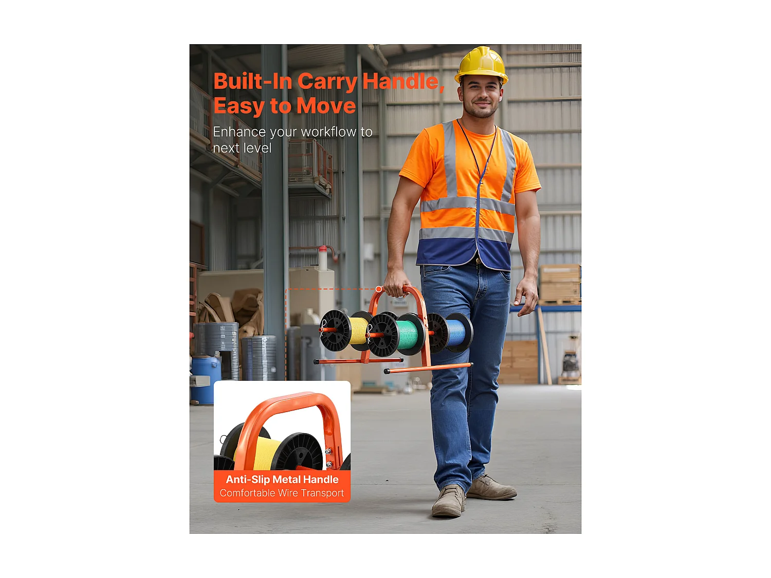 Support de Bobines de Fil SucceBuy, Support en Tube d'Acier Robuste, pour Rangement Jusqu'à 8 Bobines de Diamètre Maximal de 24 cm dans Diverses Conditions