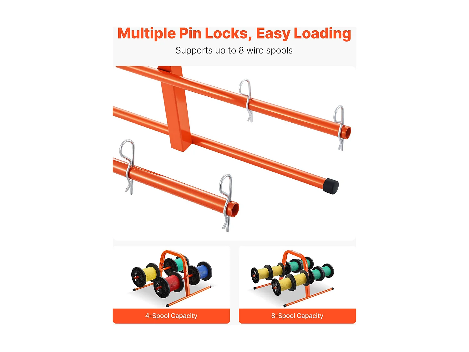 Support de Bobines de Fil SucceBuy, Support en Tube d'Acier Robuste, pour Rangement Jusqu'à 8 Bobines de Diamètre Maximal de 24 cm dans Diverses Conditions