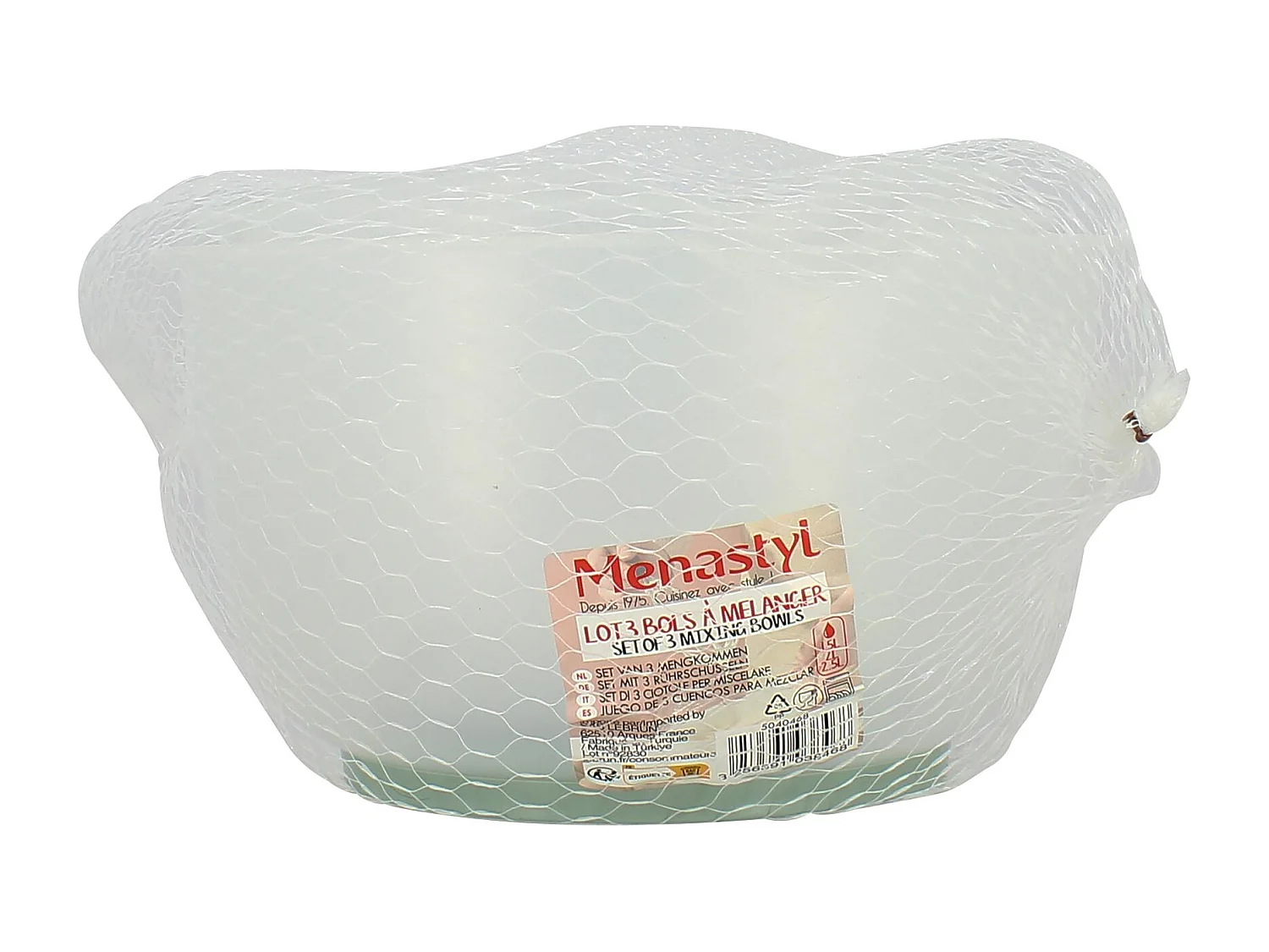 Menastyl - Set De 3 Bols A Melanger 1.5l, 2l Et 2.5l En Plastique Transparent