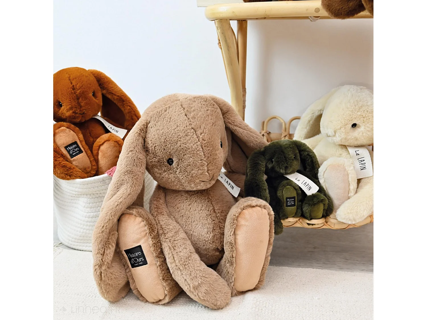 Peluche lapin 32 cm polyester collection LE LAPIN marron cappuccino