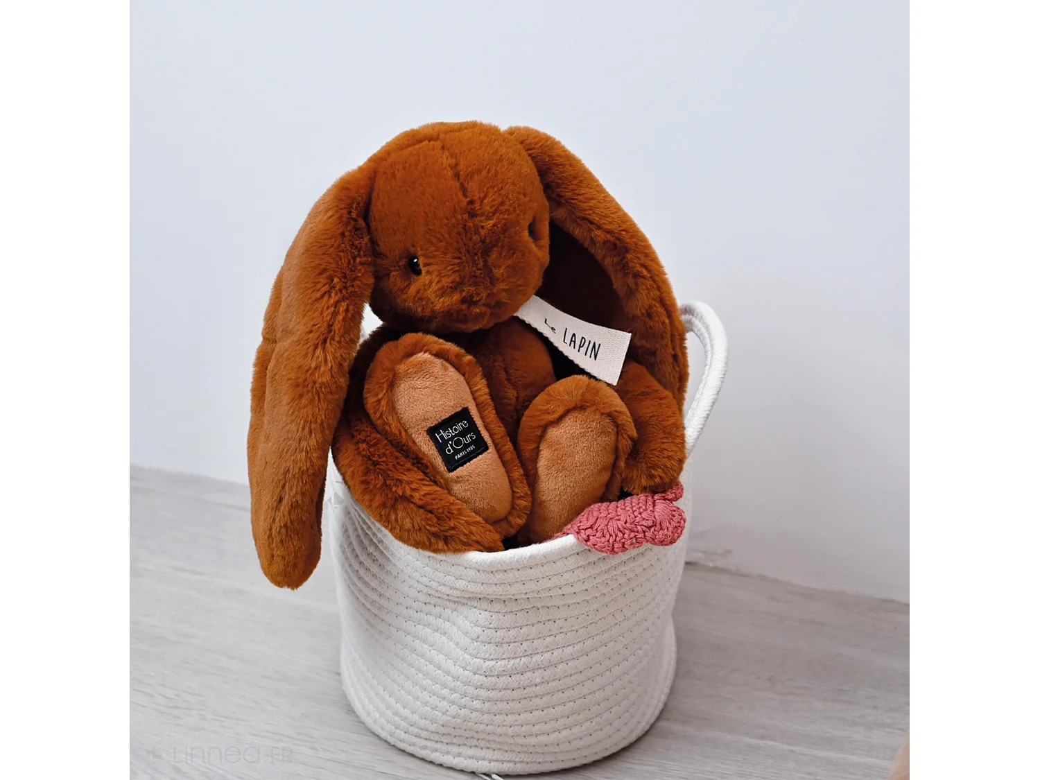 Peluche lapin 32 cm polyester collection LE LAPIN marron cappuccino
