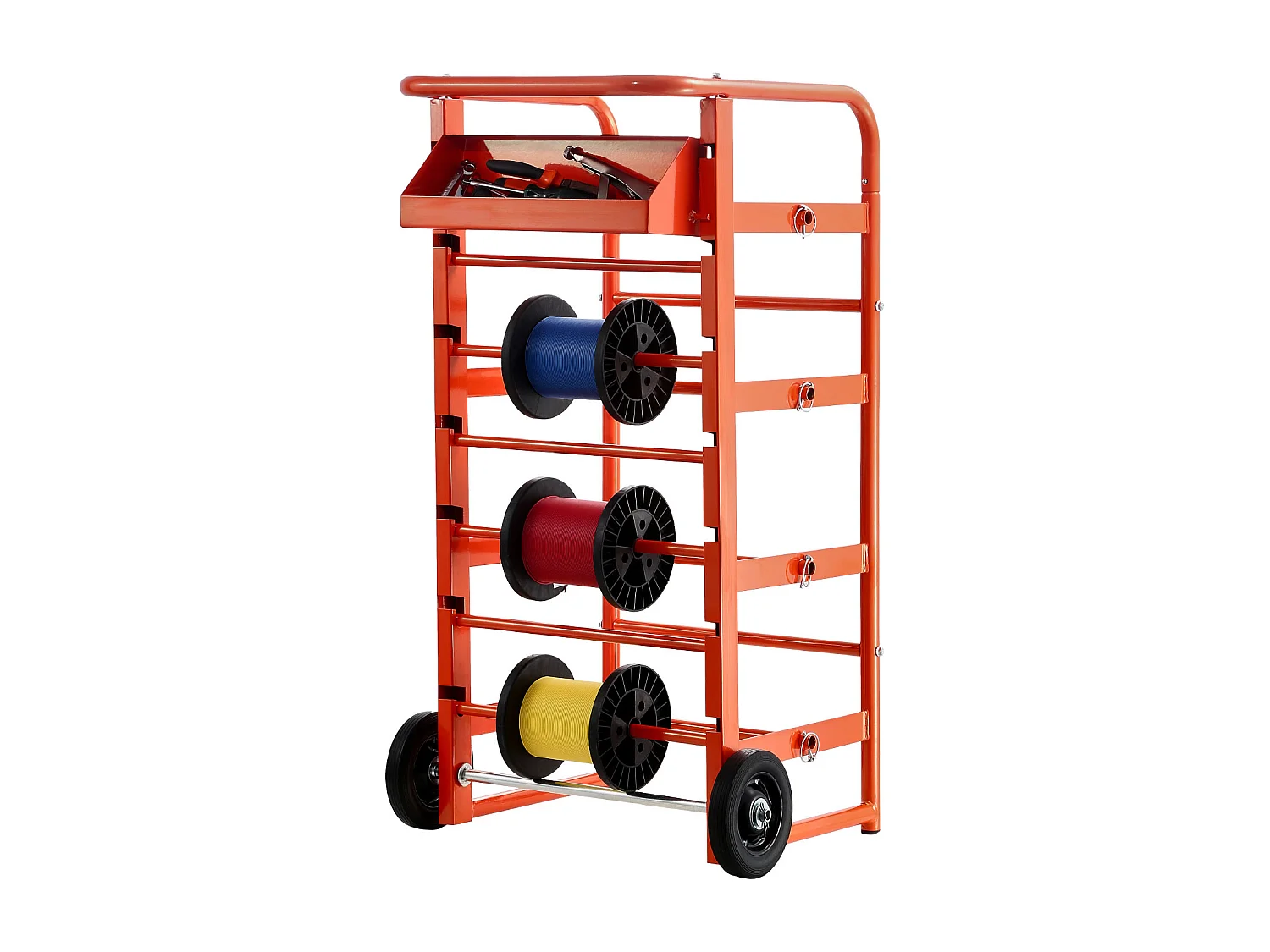 Support de Bobines de Fil SucceBuy, 11 Barres Transversales, Distributeur de Bobines de Câbles à Roulettes, Porte-Câbles Autoportant, Capacité 136 kg