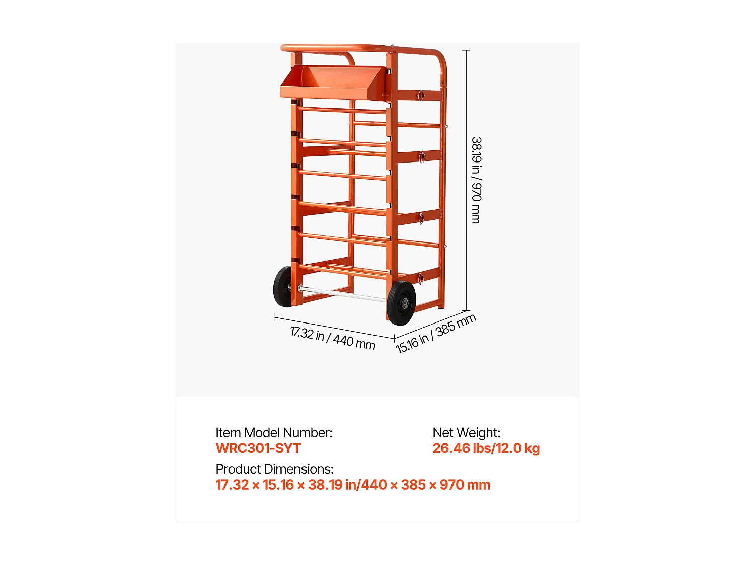 Support de Bobines de Fil SucceBuy, 11 Barres Transversales, Distributeur de Bobines de Câbles à Roulettes, Porte-Câbles Autoportant, Capacité 136 kg