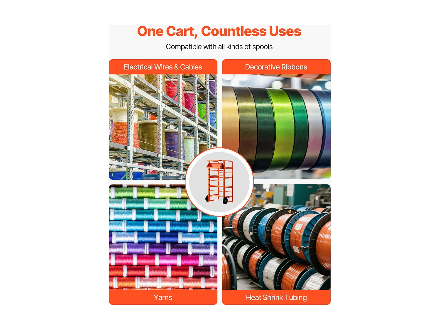 Support de Bobines de Fil SucceBuy, 11 Barres Transversales, Distributeur de Bobines de Câbles à Roulettes, Porte-Câbles Autoportant, Capacité 136 kg