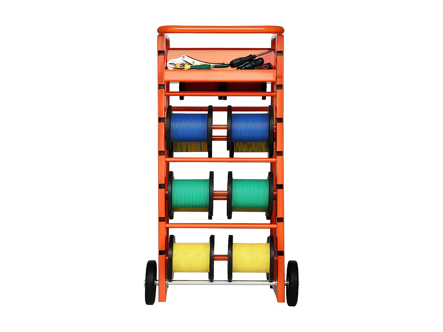 Support de Bobines de Fil SucceBuy, 11 Barres Transversales, Distributeur de Bobines de Câbles à Roulettes, Porte-Câbles Autoportant, Capacité 136 kg