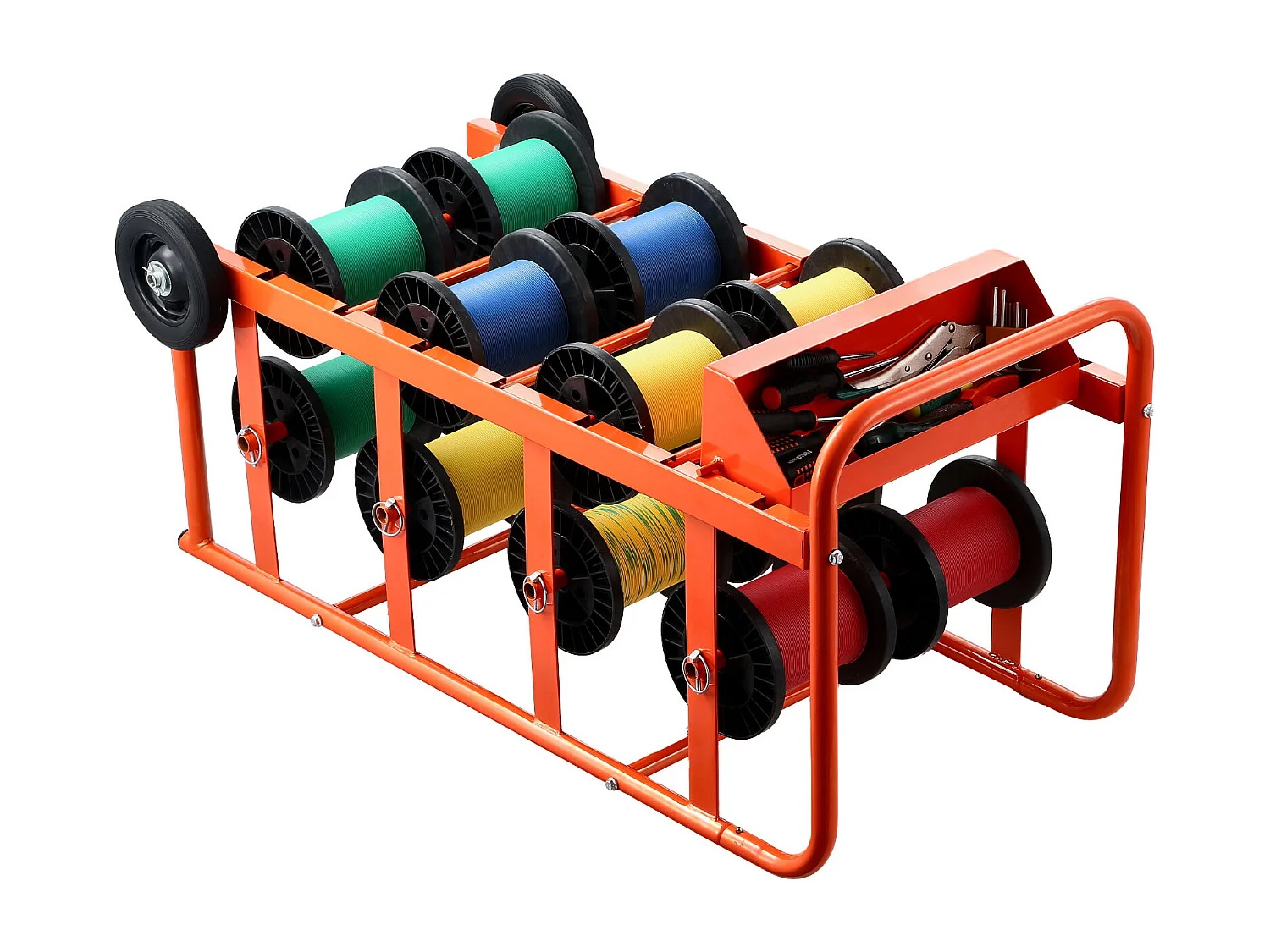 Support de Bobines de Fil SucceBuy, 11 Barres Transversales, Distributeur de Bobines de Câbles à Roulettes, Porte-Câbles Autoportant, Capacité 136 kg