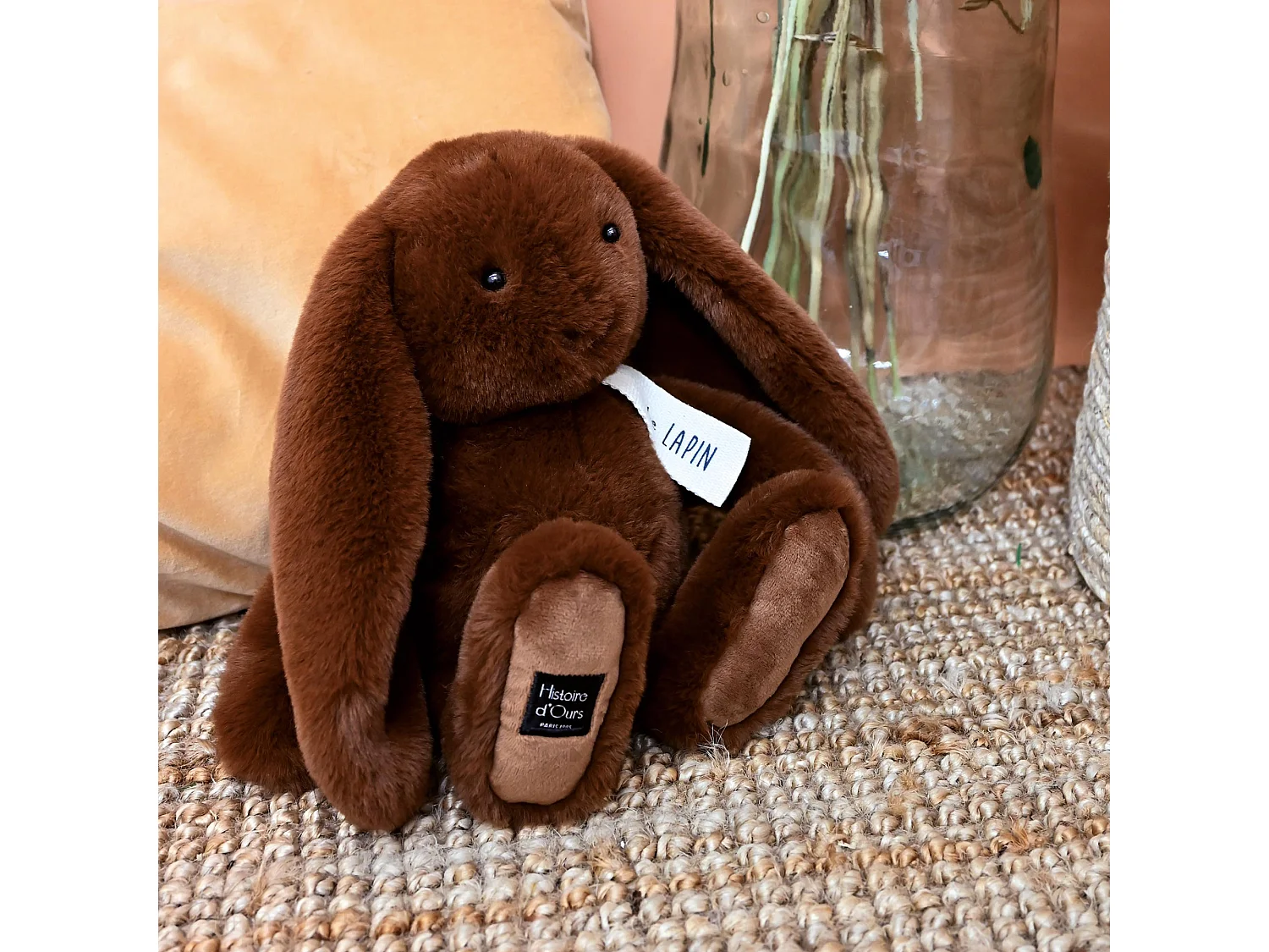 Peluche lapin 32 cm polyester collection LE LAPIN marron café