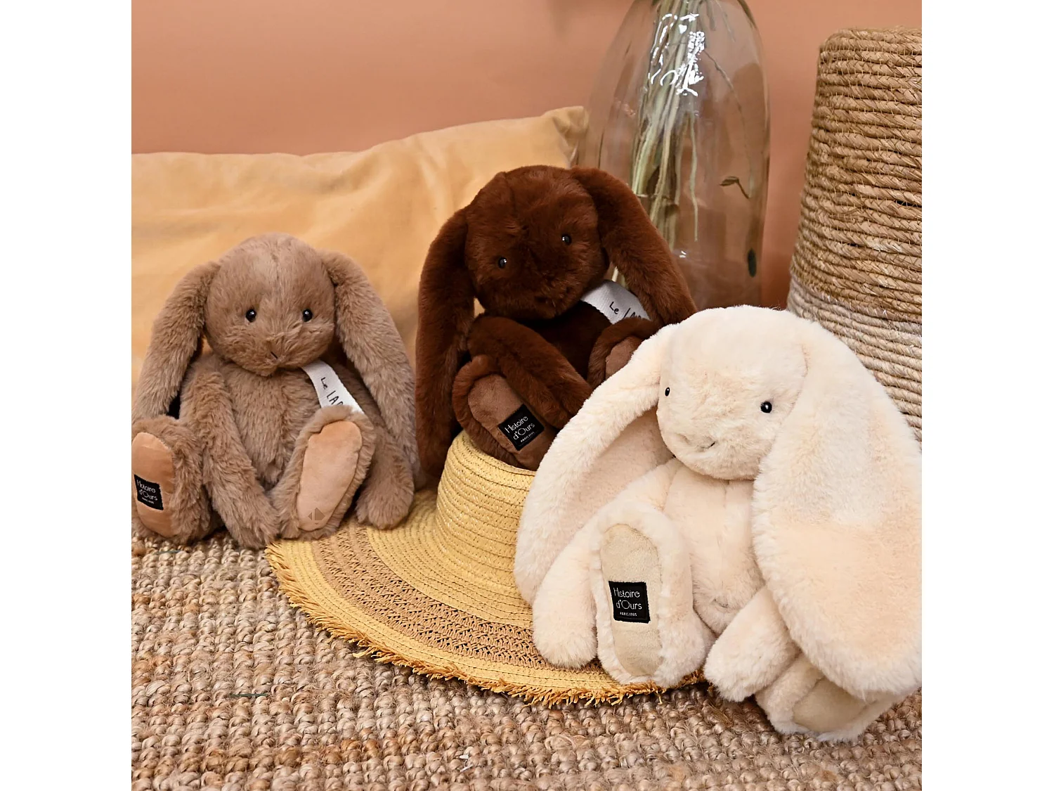 Peluche lapin 32 cm polyester collection LE LAPIN marron café