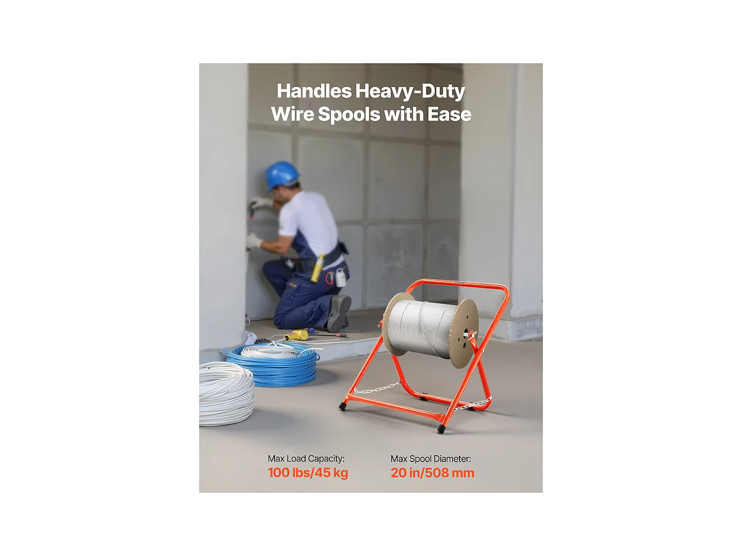 Support de Bobines de Fil SucceBuy, Capacité de Charge 45 kg, Distributeur de Fils Portable pour Rangement Bobines 50 cm Diamètre dans Diverses Conditions